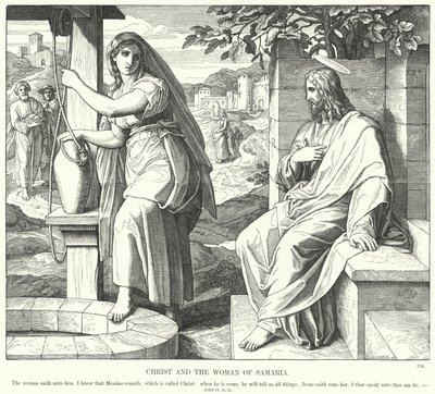 Christus en de Vrouw van Samaria door Julius (after) Schnorr von Carolsfeld