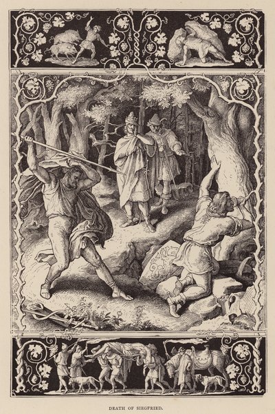 Dood van Siegfried door Julius (after) Schnorr von Carolsfeld
