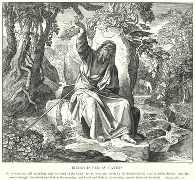 Elia wordt Gevoed door Raven door Julius (after) Schnorr von Carolsfeld