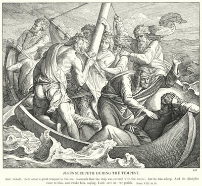 Jezus Slaapt tijdens de Storm door Julius (after) Schnorr von Carolsfeld
