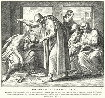 Jobs Drie Vrienden Condoleren met Hem door Julius (after) Schnorr von Carolsfeld