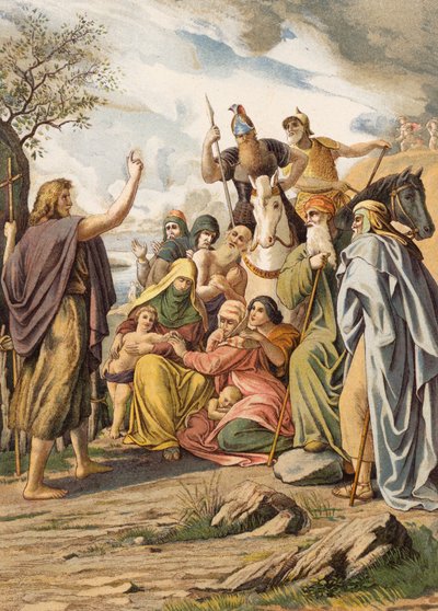 Johannes de Doper predikend in de wildernis door Julius (after) Schnorr von Carolsfeld