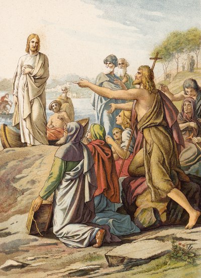 Johannes de Doper verkondigt Christus door Julius (after) Schnorr von Carolsfeld