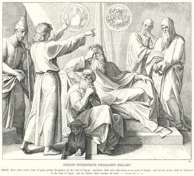 Jozef verklaart de dromen van de farao door Julius (after) Schnorr von Carolsfeld
