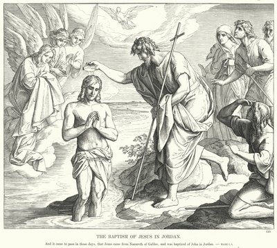 De Doop van Jezus in de Jordaan (gravure) door Julius (after) Schnorr von Carolsfeld
