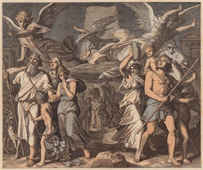 De Verwarring van Talen, Genesis, XI, 7 door Julius (after) Schnorr von Carolsfeld