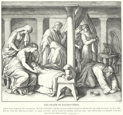 De dood van Davids kind door Julius (after) Schnorr von Carolsfeld