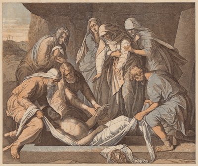 De Graflegging van Christus, Johannes, XIX, 41, 42 door Julius (after) Schnorr von Carolsfeld