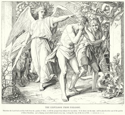 De verdrijving uit het paradijs door Julius (after) Schnorr von Carolsfeld