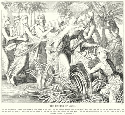 De Vondst van Mozes (gravure) door Julius (after) Schnorr von Carolsfeld