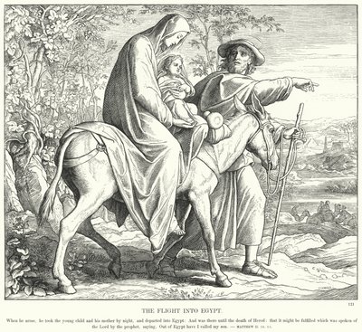 De Vlucht naar Egypte (gravure) door Julius (after) Schnorr von Carolsfeld