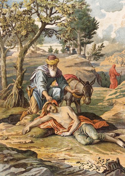 De Barmhartige Samaritaan door Julius (after) Schnorr von Carolsfeld