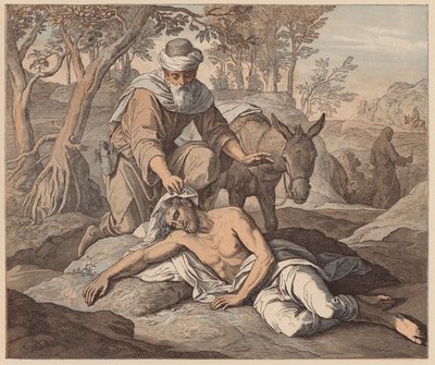 De barmhartige Samaritaan, St. Lucas, X, 33, 34 door Julius (after) Schnorr von Carolsfeld