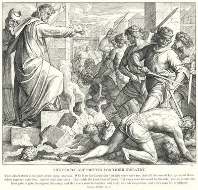 Het volk wordt gestraft voor hun afgoderij door Julius (after) Schnorr von Carolsfeld