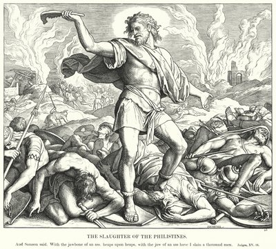 De Slachting van de Filistijnen door Julius (after) Schnorr von Carolsfeld
