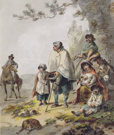 Een zigeunerfamilie door Julius Caesar Ibbetson