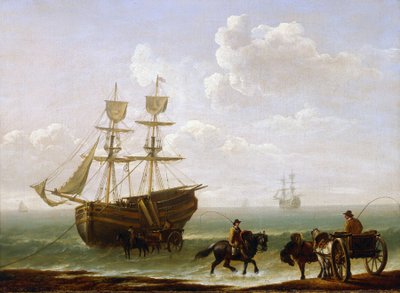 Een baksteen gevangen aan de kust, uitgeladen in karren door Julius Caesar Ibbetson