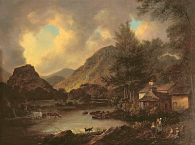 Castle Crag Borrowdale door Julius Caesar Ibbetson