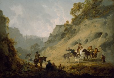 Zigeuners met een ezelrace door Julius Caesar Ibbetson