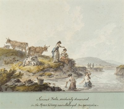 Zomerpret, per ongeluk ontdekt in de rivier Dovey bij Mallwyd, Montgomeryshire door Julius Caesar Ibbetson