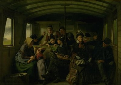 In een Derde Klasse Treincoupé door Julius Exner