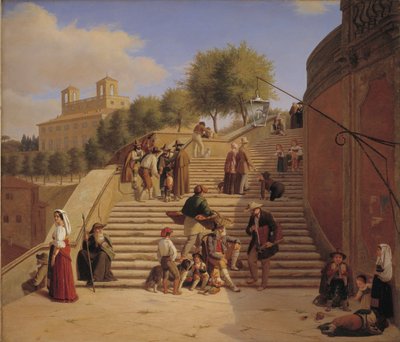 De bovenste treden van de Spaanse Trappen in Rome door Julius Friedlænder