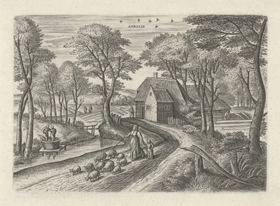 April (De twaalf maanden) door Julius Goltzius