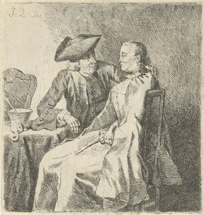 Man en vrouw aan een tafel door Julius Henricus Quinkhard