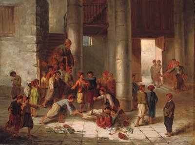 Kattekwaad op het Schoolplein door Julius Joseph Gaspard Starck