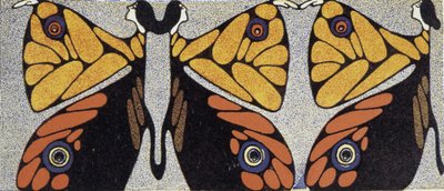 Vrouw vlinder (optische illusie) - gestileerde tekening in 