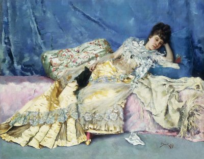 Dame op een divan, 1877 door Julius Leblanc Stewart