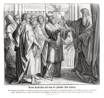 Aärons priesterschap wordt bevestigd, Numeri door Julius Schnorr von Carolsfeld