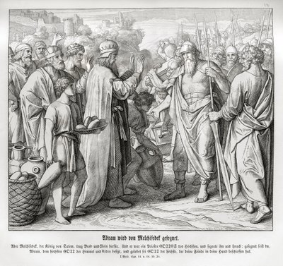 Abraham wordt gezegend door Melchizedek, Genesis door Julius Schnorr von Carolsfeld