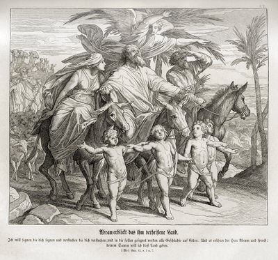 Abraham ziet het beloofde land, Genesis door Julius Schnorr von Carolsfeld