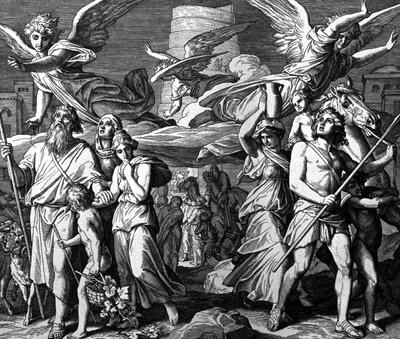 Babel, de verspreiding van de nakomelingen van Noach door Julius Schnorr von Carolsfeld