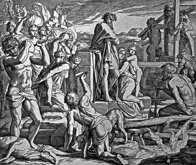 Kaïn bouwde de stad Enoch door Julius Schnorr von Carolsfeld