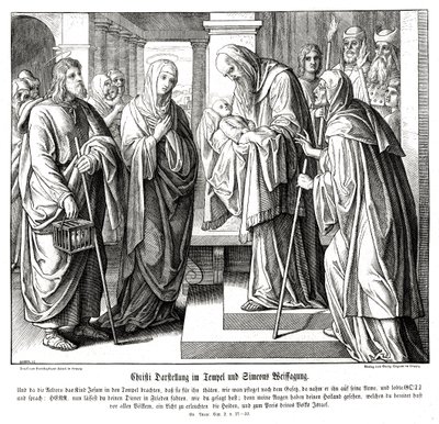 Christus wordt in de tempel gepresenteerd, Evangelie van Lucas door Julius Schnorr von Carolsfeld