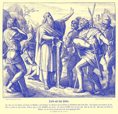 David en de drie machtige mannen, 2 Samuel door Julius Schnorr von Carolsfeld