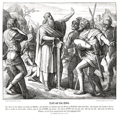 David en de drie machtige mannen door Julius Schnorr von Carolsfeld