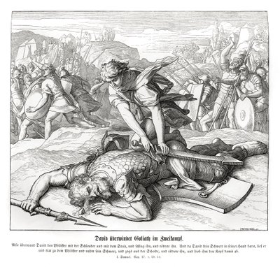 David verslaat Goliath door Julius Schnorr von Carolsfeld