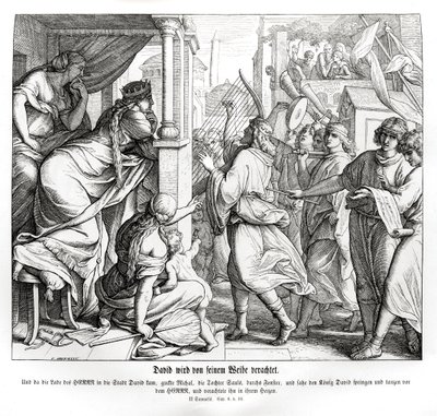 David wordt veracht door Michal, 2 Samuel door Julius Schnorr von Carolsfeld