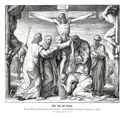 De dood van Jezus aan het kruis, Evangelie van Johannes door Julius Schnorr von Carolsfeld