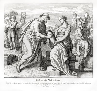 Eliezer en Rebecca bij de bron, Genesis door Julius Schnorr von Carolsfeld