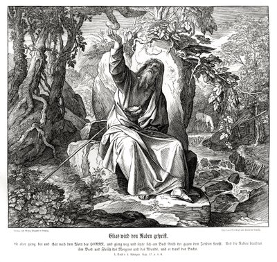 Elia wordt gevoed door raven door Julius Schnorr von Carolsfeld