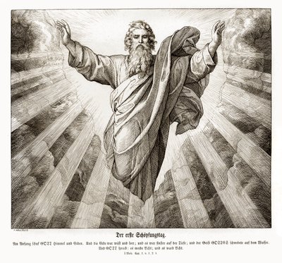 Eerste dag van de schepping, Genesis door Julius Schnorr von Carolsfeld