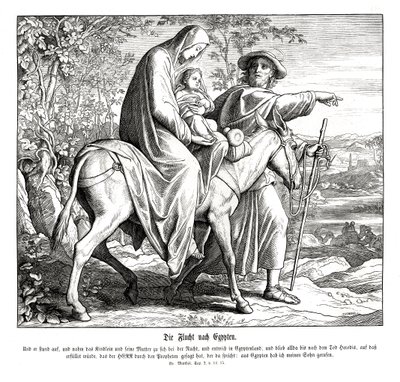 Vlucht naar Egypte, Evangelie van Matteüs door Julius Schnorr von Carolsfeld