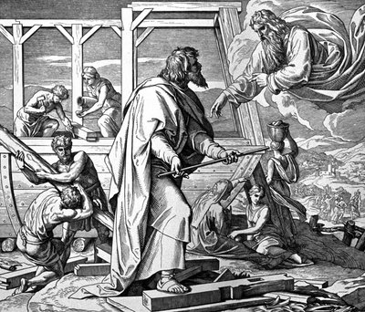 God waarschuwt Noach voor de zondvloed door Julius Schnorr von Carolsfeld