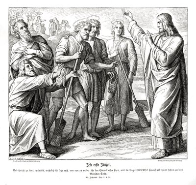 Jezus en Nathanaël, Evangelie van Johannes door Julius Schnorr von Carolsfeld