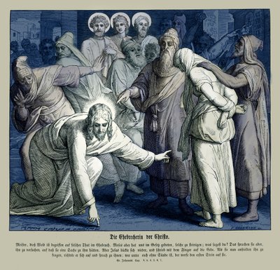 Jezus en de overspelige vrouw, Evangelie van Johannes door Julius Schnorr von Carolsfeld