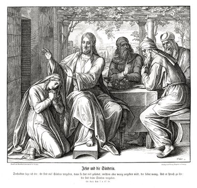 Jezus en de zondige vrouw, Evangelie van Lucas door Julius Schnorr von Carolsfeld